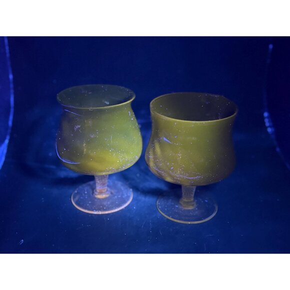 Set of 2 - Empoli Amethyst Optic Swirl Clear Twist Base Brandy Snifer/Goblet - Picture 9 of 13
